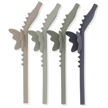 Konges Slojd silikonowe słomki SMOKI 4-pak – Forest Mix