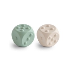 Mushie - Press Toy Kostka 2-pack - Cambridge Blue/Shifting Sands - Moonstore