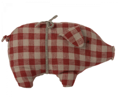 Maileg Dekoracja bożonarodzeniowa, świnka mała - red check