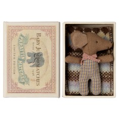 Maileg - Myszka Baby Sleepy/wakey w pudełeczku, dziewczynka-Rose