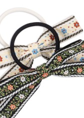 Konges Slojd - Gumki do włosów RIBBON BOW - BEIGE/BLACK
