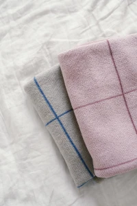 The Story Makers - Kocyk 100% wełna merino Kratka beżowy