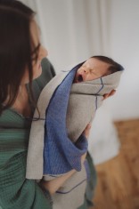 The Story Makers - Kocyk 100% wełna merino Kratka beżowy