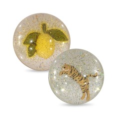 Konges Slojd - Piłeczka kauczukowa z figurką 2-pak - lemon/tiger