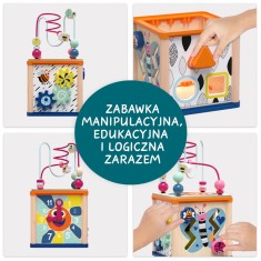 Top Bright - Kostka edukacyjna drewniana z sorterem i labiryntem dla niemowląt
