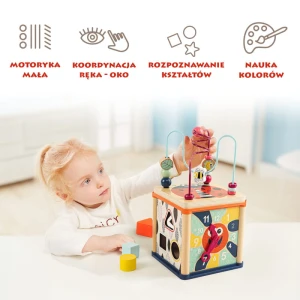 Top Bright - Kostka edukacyjna drewniana z sorterem i labiryntem dla niemowląt