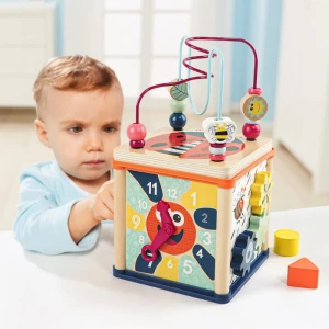 Top Bright - Kostka edukacyjna drewniana z sorterem i labiryntem dla niemowląt
