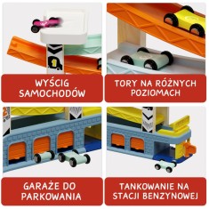 Top Bright - or wyścigowy dla dzieci – zjeżdżalnia z autami, garażami i stacją benzynową