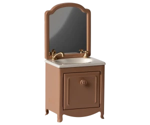Maileg Akcesoria szafka z umywalką i lustrem - Sink dresser, Dark Powder