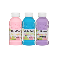 ChildGen - Nietoksyczne farby do malowania palcami 3x 350ml PASTELOWE - różowa, niebieska, fioletowa