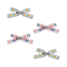 Konges Slojd - 4 spinki do włosów MINI BOW - WHITE/ROSE