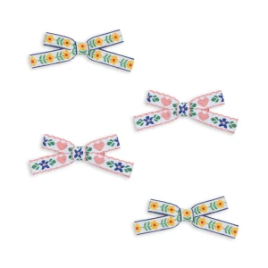 Konges Slojd - 4 spinki do włosów MINI BOW - WHITE/ROSE