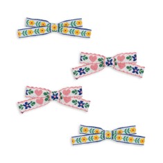 Konges Slojd - 4 spinki do włosów MINI BOW - WHITE/ROSE