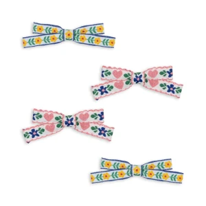Konges Slojd - 4 spinki do włosów MINI BOW - WHITE/ROSE
