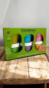 ChildGen, Naturalna ciastolina w słoiczkach - zestaw 6 kolorów BROKAT