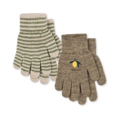 Konges Slojd - Rękawiczki Filla 2-pak - LEMON/STRIPE