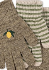 Konges Slojd - Rękawiczki Filla 2-pak - LEMON/STRIPE