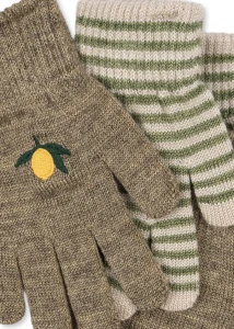 Konges Slojd - Rękawiczki Filla 2-pak - LEMON/STRIPE