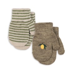Konges Slojd - Rękawiczki z jednym palcem Filla 2-pak - LEMON/STRIPE