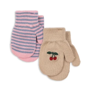 Konges Slojd - Rękawiczki z jednym palcem Filla 2-pak - CHERRY/STRIPE