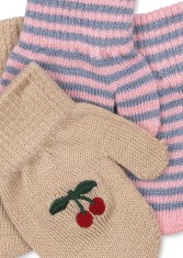 Konges Slojd - Rękawiczki z jednym palcem Filla 2-pak - CHERRY/STRIPE