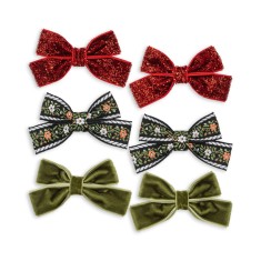 Konges Slojd - Spinki do włosów z kokardami Micky 6-pak - RED/GREEN