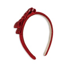 Konges Slojd - Opaska do włosów z kokardką Velvet Bow - RED/GLITTER