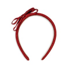 Konges Slojd - Opaska do włosów z kokardką Velvet Bow - RED/GLITTER