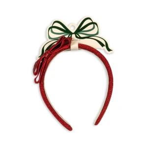 Konges Slojd - Opaska do włosów z kokardką Velvet Bow - RED/GLITTER