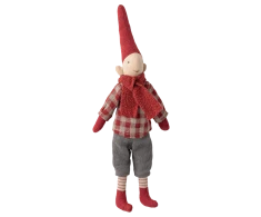Maileg - Dekoracja bożonarodzeniowa Skrzat rozmiar 1 - Boy, Red checkered shirt
